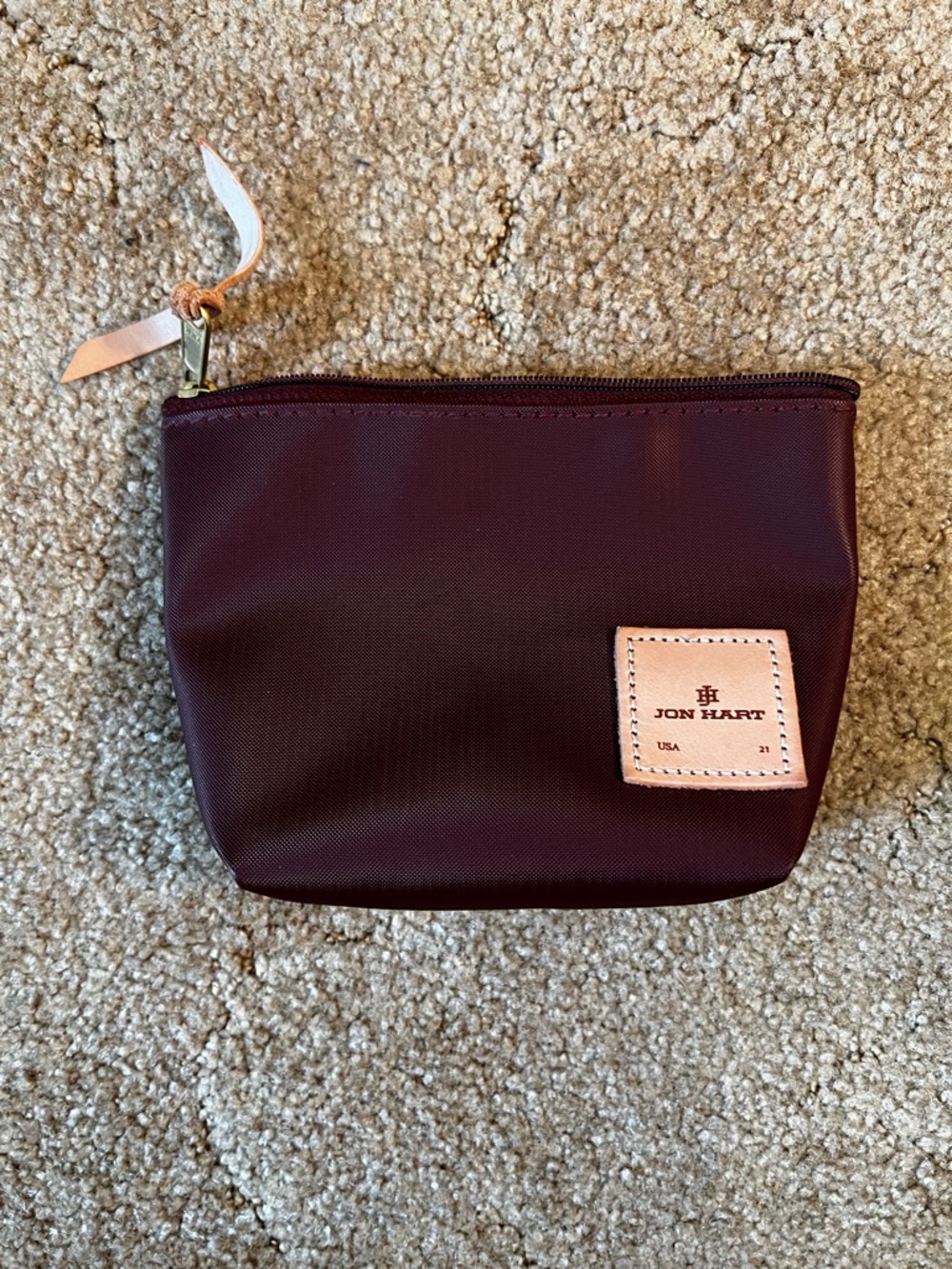 Jon Hart Burgundy Cosmetic Pouch